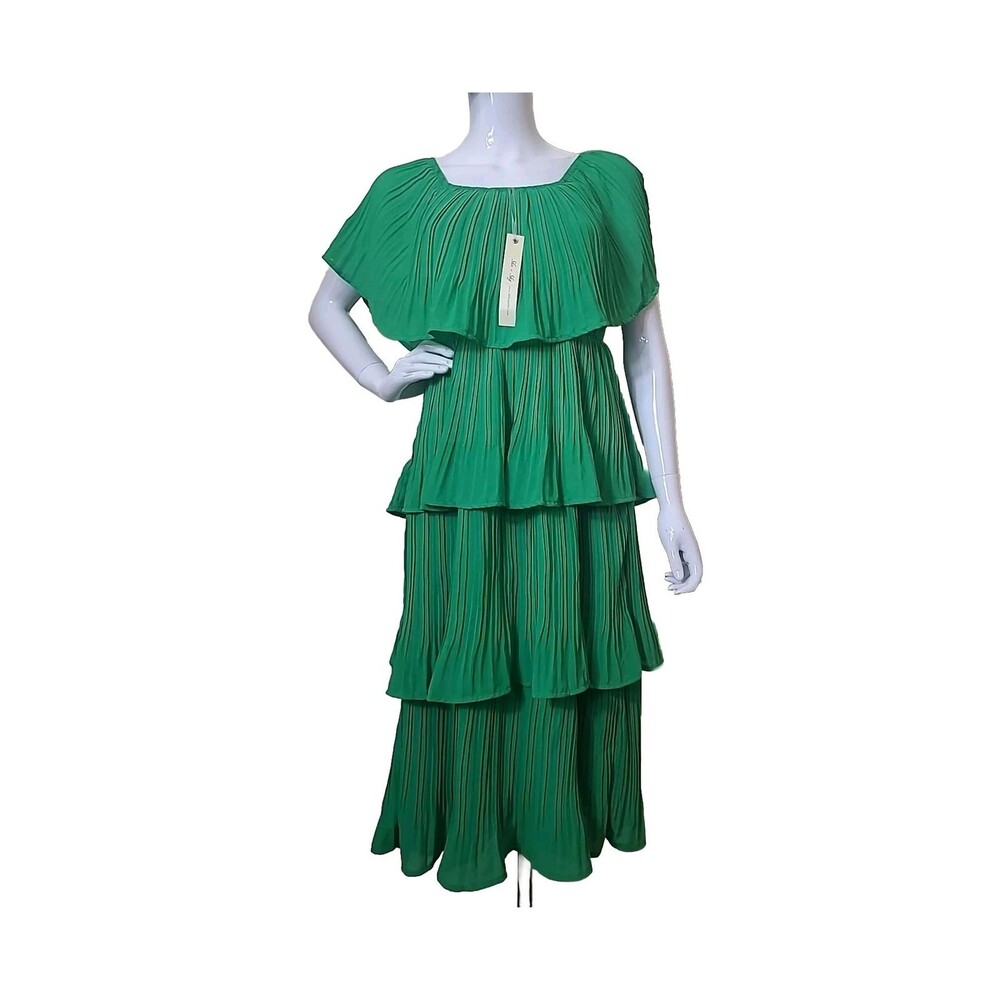She Sky Maxi Dress Women’s Size Small Green Tiered Layered Tags Attached